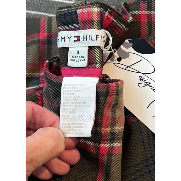 Tommy Hilfiger Plaid Wide Leg Pants With Bottom Snaps - Black and Pink - Picture 4 of 13